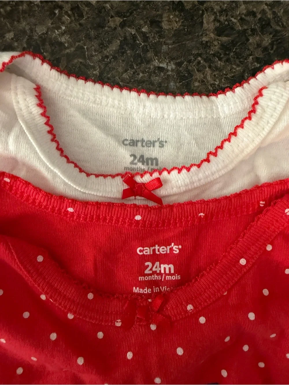 ⭐️Carter's Red and White Baby One-Piece Bodysuits